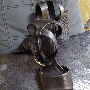 Gray Coach ankle shoes..3 1/2 heel